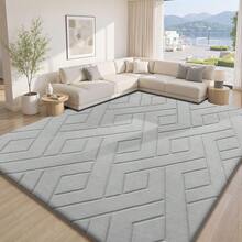 Sour Lemon Rugs Living Room Large 200x300cm,3D Area Rugs For Bedroom, Extra Large Rug For Living Room Geometric Diamond Pattern, Washable Soft Shaggy Non Shedding Fluffy Carpet Mat For Living Room, Bedroom, Kitchen & Office - Light Grey - View 1
