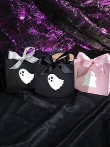 10pcs Halloween Ghost Gift Boxes With Satin Ribbon, Mini Paper Favor Boxes For Halloween Party Favors, Cute Ghost Gift Packaging For Small Gifts, Jewelry, Classroom Exchange, Haunted House Decorations, Easy To Assemble - 11.5X4.5X10cm - View 4