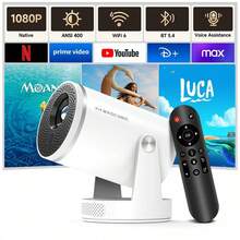 Magcubic HY320Pro 2026 New Smart Projector Native 1080P Full HD Supports 8K Video Decoding 400ANSI Android 14 OS Smart TV Projector Built-In 5W Speaker WiFi 6 BT5.4 Home Cinema Suitable For Movies Video Games Streaming - White - View 1