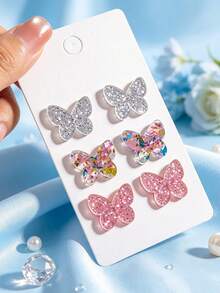 Satu set anting-anting segar dan manis yang terinspirasi oleh kupu-kupu, dengan anting-anting berbentuk kupu-kupu yang berkilauan. - gaya 1 - View 5