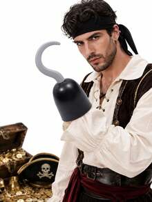 Black & Grey Pirate Hook Hand Accessory, Detachable Prop, Suitable For Adult Halloween Costume, Pirate Theme Party, Cosplay, Stage Performance, Photography And Holiday Events - Pirate Hook - View 4