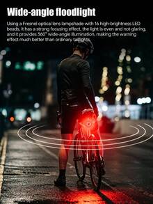 X-TIGER Smart Bicycle Tail Light With Brake Sensor, Ultra-Bright LED Tail Light, USB Type-C Charging, IP66 Waterproof, Cycling Safety Tail Light Accessory - Multicolor - View 10
