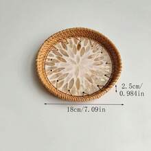 Handmade Woven Rattan Decorative Plate, Diameter 5.51 Inches, Height 0.984 Inches, Colorful Shell Decorative Plate, Home Rattan Decorative Plate - Multicolor - View 33