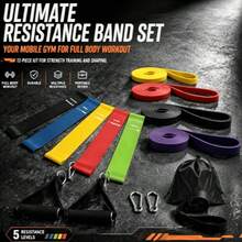 Set Pita Resistensi Profesional Unisex 15 Buah dengan Pegangan, Jangkar Pintu, dan Pita Pull-Up, Cocok untuk Latihan Kebugaran Seluruh Tubuh di Rumah - MultiWarna - View 2