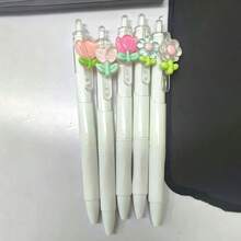 5/2/1 支裝隨機可愛快乾花卉圖案中性色圓珠筆,可愛壓紋筆,適合學生與女孩,開學季送給朋友與閨蜜的理想禮物 - 白色花筆 - 查看 9