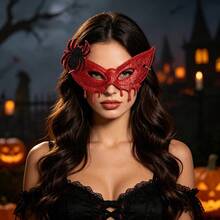 3pcs/1pc Halloween Half Face Party Makeup Mask, Fits Face Contour, Suitable For Halloween Themed Costume Party, Escape Room Party, Bar Party, Holiday Cosplay, Script Scene Outfit, Mask, Party Decoration, Women's Halloween Costume, Women's Halloween Outfit, Birthday Decoration, Halloween, Christmas, Glasses, Women's Glasses, Ghost Face Mask, Scream Mask, Role Play, Halloween Decoration, Ball Mask, Cat Mask, Mask - A - View 4