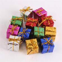 10pcs Christmas Shiny Mini Decorative Boxes, Mixed Color Metallic Foil Wrapped, Christmas Tree Hanging Ornament Boxes - Multicolor - View 9