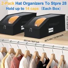 OrdoVault 12-Slot Top PVC Baseball Cap Storage Box, Hat Organizer, Closet Accessory, Foldable, With Label Slots, Suitable For Home Storage, Closet Organization, Organizing Baseball Caps, Duck Caps, Clothes, Etc., Ideal Holiday Gift - View 3