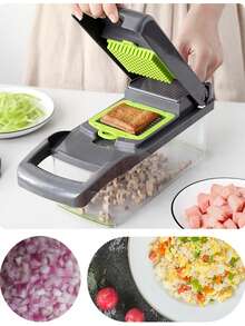 1 Set Multi-Function Vegetable Slicer, Multi-Function Fruit Slicer, Kitchen Accessories, Manual Food Chopper, Vegetable Slicer, With Storage Box And Blades, Onion Chopper, Potato Grater, Kitchen Gadgets, Dorm Essentials, Kitchenware - Multicolor - View 10