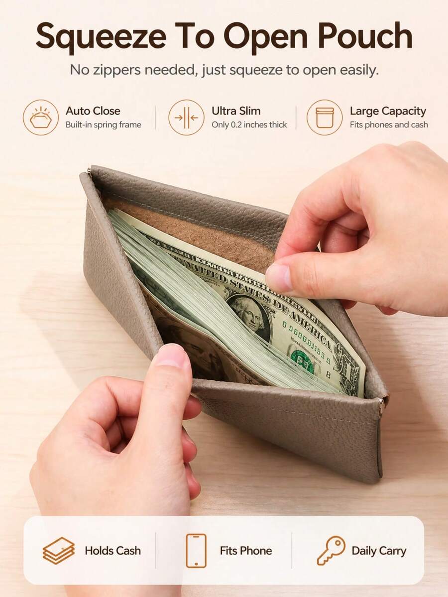 Self-Closing Long Wallet Passport Document Holder Earphone Data Cable Storage Cash Storage Bag Cosmetic Bag Vacation Travel Essentials Accessories