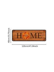 1/16件裝 HOME 主題門墊，感恩節門墊，印有復古木紋背景、楓葉花環、葉片圖案，秋季豐收節裝飾墊，歡迎廚房地毯，防污地板墊，秋季派對裝飾 - 彩色 - 查看 11