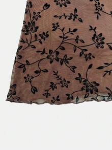 Women's Elegant Slim Fit Floral Print Vacation Maxi Skirt - Brown - View 10