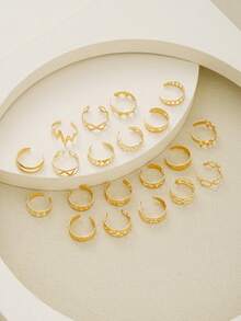 20pcs Fashion Minimalist Star Heart Geometric Women's Toe Rings Gold Color Beach Party Date Birthday Gift (No Box) - Golden - View 2