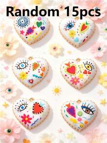5/10/15/20/30/50pcs Random Multicolor Gothic/Punk Metal Love & Devil's Eye Pendant, Suitable For DIY Necklace, Bracelet, Earring, Keychain, Phone Chain, Couples's Gift, Jewelry Making - Multicolor - View 22