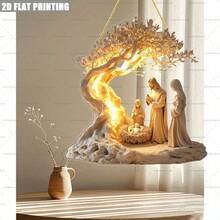 1pc Classic Nativity Scene Acrylic Hanging Ornament, Inspired By Popular Culture, Suitable For Various Decorative Uses, No Power Required, Perfect For Home And Store Display, Ideal Gift For Family And Friends - Multicolor - View 4