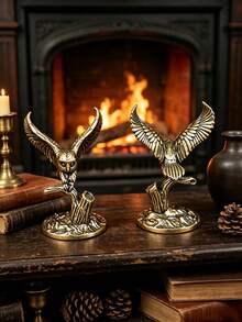 1 Peça Escultura de Coruja em Toco de Árvore de Latão Vintage, Decoração de Mesa Criativa, Decoração para Quarto, Sala de Estar, Escritório e Casa, Presente Premium de Feriado para Amantes de Animais e Decoração Doméstica, Presente Ideal para Aniversário, Formatura, Halloween, Ação de Graças e Natal - Vários estilos - Visão 3