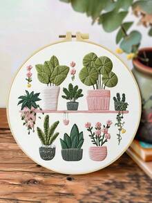 1PC 20*20cm/7.9*7.9in,Flowers Embroidery Kit, DIY Handmade Embroidery Set For Adult Beginners, Home Gift, Women's Sewing Gift, Including User Manual, Printed Pattern Fabric, Embroidery Frame, Needle And Thread. - A - View 6