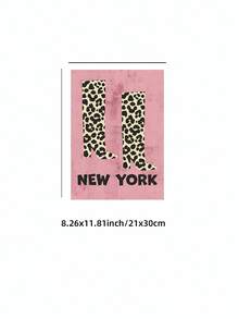 1pc Frameless Leopard Print Boots Cavas Poster New York Fashion Art Canvas Wall Decor, Fun Wall Art For Bedroom Living Room, Room Decor Bedroom, Prints For Wall, Posters, Vintage Decor & Best Gift Choice - Multi-color - View 11