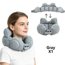 1pc Press-To-Inflate Crown-Shaped Neck Pillow, Portable U-Shaped Support Pillow For Travel, High-Speed Train, Airplane, Long-Distance Trips, Nap, Neck Pressure Relief Inflatable Travel Pillow - Multicolor - View 15