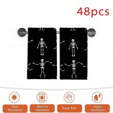 2/4/48pcs Halloween Series Dancing Skeleton Pattern Printed Kitchen Towels - Ultra Soft, Highly Absorbent Polyester Dishcloths And Hand Towels, Perfect For Holiday Decor, Kitchen Decor, Party Decor - Multicolor - View 15