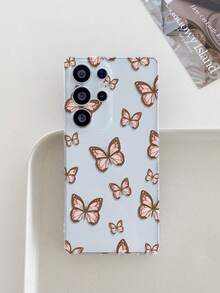 1pc Shockproof Full Coverage TPU Material, Transparent Perforated Phone Case, Pink Butterfly Pattern Full Print, UV Printing Process, Compatible With Android, Nothing, Pixel, Series Phone Protective Case, Holiday Gift, Daily Commute, Daily Anti-Drop Highly Attractive Style - Multicolor - View 2