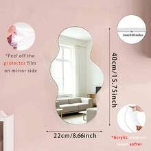 1pc Asymmetrical Wavy Acrylic Wall Mirror, Frameless Decorative Mirror, Aesthetic Asymmetrical Shaped Hanging Mirror, Creative Wall Mirror, Suitable For Bedroom, Bathroom, Living Room Home Wall Decor - Irregular - View 13