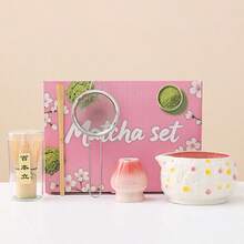 1/5/7pcs Japanese Matcha Ceremony Set, Colorful Polka Dot Ceramic Matcha Bowl With Spout, Complete Matcha Kit With Bamboo Whisk, Chashaku, Whisk Holder, Tea Sifter & Tea Mat, Cute Matcha Tools Gift Box For Tea Lovers - Multicolor - View 9