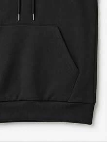 Sweatshirt Olahraga Wanita dengan Tali Serut Ganda dari Logam, Sweatshirt Kasual Satu Potong dengan Kantong Kanguru - Hitam - View 7
