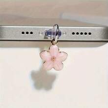 粉色櫻花吊飾防塵塞，通用 Android 與 Apple 手機充電孔，手機充電孔防塵塞吊飾小禮物 - 彩色 - 查看 7
