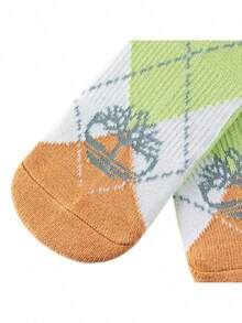 Timberland Unisex Crew Socks 2PP TB Lightweight Thermal Cre,FQ Simple Comfortable Soft Sports Casual Socks A5Z8X302 - Green/White/Orange - View 3