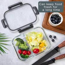 5 Pack 2 Compartment Glass Food Storage Containers With Lock Lids, Leakproof Divided Glass Lunch Containers, For Microwave Freezer Dishwasher Meal Prep Boxes For Office Fitness - View 6