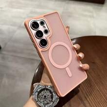霧面磁吸手機殼，適用 Galaxy A57 A37 A17 A56 A26 A36 A16 S26 Ultra S25 FE S23 S24 Plus，鏡頭保護保護殼 - 粉色 - 查看 5