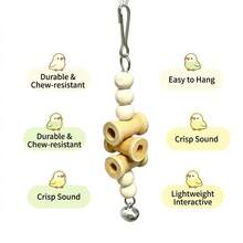 1/2pcs Bird Supplies Pet Supplies Bird Cage Hanging Decor Bird Toys Accessories Bird Training Supplies Natural Wood Beaded Bell Chewing Hanging Toy Boredom Relief Beak Grinding Hanging Ornament Bird Cage Toy (Random Color) - A+B - View 6