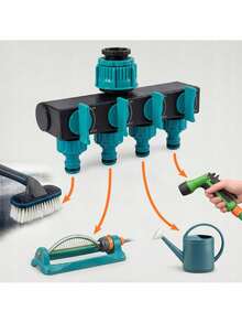 4 Way Garden Hose Splitter With Individual Shut Off Valves, Tap Connector With 1 Inch To 3/4 Inch And 1/2 Inch Adapters, Durable Water Distributor For Irrigation Hoses And Sprinklers, Ideal For Garden Greenhouse Lawn Patio - View 3