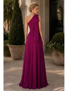 Long Party Dress With Lace, Lined Cups, Comfortable, Elegant, Simple - Rose Red - View 2