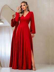 Scarlet NM Nana Marie Terracotta Long Dress Women's Terracotta Dress - 紅色 - 查看 7