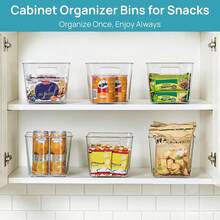 Vtopmart 6 Pack Clear Storage Bins, Pantry Cabinet Organizer Bins With Handle For Pantry Organizer And Storage, Plastic Bins For Fridge, Cabinet - ColorB - View 3