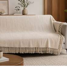 Manta Para Sofá 3,00x1,80 Gigante 100% Algodão Decorativa Capa Protetora Luxo Extra Grande Sala - Crua - Visão 4