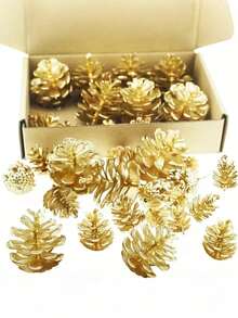 1/5/10Pcs Golden Artificial Pine Cone Plastic Pine Cone Artificial Plant For Rustic Christmas Pinecone Garland, Home Wedding Decorations, Christmas Tree Xmas Wreath Party Supply, For Girls Women Gifts - Multicolor - View 7