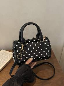 1PC Cartoon Polka Dot Cylinder Handbag, Zipper Design, Adjustable Shoulder Strap, Suitable For Daily Outings, Travel, Can Easily Hold Daily Necessities, Versatile Item, Applicable To Various Styles And Occasions, Highly Adaptable Style - Multicolor - View 13