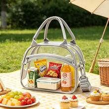1pc Transparent Crossbody Lunch Bag, PVC Material, Durable And Wear-Resistant, Fashionable And Portable Lunch Box Bag, Large Capacity, Suitable For Office Workers And Students, Multi-Functional Travel Storage Bag, All Season Use, Not For Food Contact - Multicolor - View 1