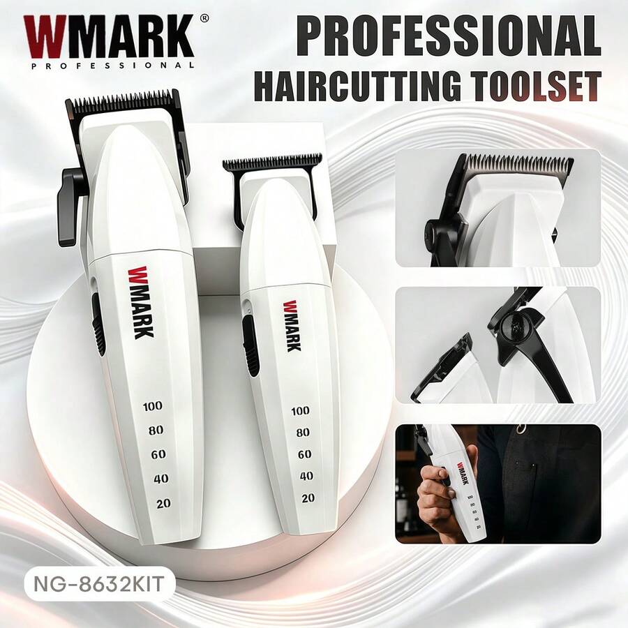 WMARK Professional Electric Hair Clipper Set 9000 RPM Adjustable Speed Cordless Hair Clipper For Barbershop/Hair Salon NG-8632 KIT