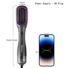 Hatteker 1pc Women's Home Hot Air Styling Brush, Multi-Function Straightening & Curling Comb, Volumizing Hair Styling Brush - Grey - View 2