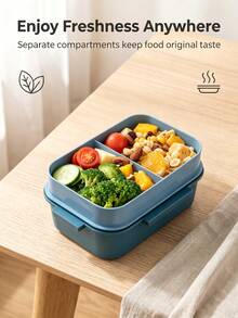 Caja bento portátil de doble capa, resistente al calor y a prueba de fugas, disponible en múltiples colores, adecuada para estudiantes, camping, trabajadores de oficina, aplicable para uso en el hogar, oficina y al aire libre. - Multicolor - Ver 2