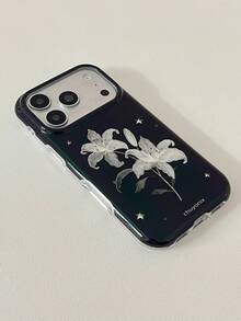 Casing Ponsel Dark Ink Star Lily Fruit Decor 17 Pro Max Baru 16 Pro Artistik Unik 15 PM Tahan Guncangan Apple 17 Pro Premium Feel 16/15 Pelindung 18 Pro Max - Hitam - View 2