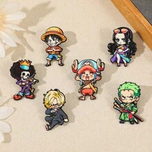 One Piece 琺瑯領章針 魯夫 索隆 山治 喬巴 羅賓 布魯克 Q版動漫角色胸章徽章 背包裝飾 粉絲禮物 - 彩色 - 查看 7