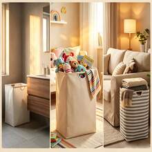 Large Foldable Children's Toy Storage Basket With Bamboo Handle, Independent Waterproof Laundry Basket, Suitable For Nursery, Laundry Room, Bedroom And Dormitory - Multicolor - View 7