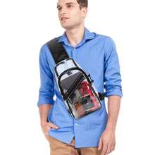 TINYAT Men's Clear Bag Stadium Approved, Transparent PVC Chest Crossbody, Headphone Plug & Detachable Buckle, Security Friendly Game Day Concert Essentials - Multicolor - View 7