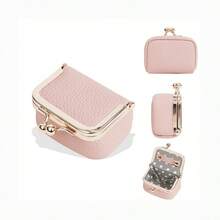迷你鑽戒首飾收納包 戒指項鍊耳環珠寶盒荔枝紋女款零錢包 防水便攜硬幣包 - 彩色 - 查看 2