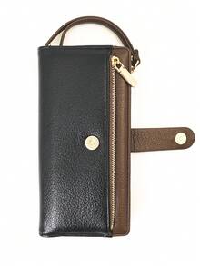 New Ladies Loog Folding Wallet, Soft PU Zipper Multi-Function Large-Capacity Card Clip Coin Purse, Exquisite Fashion Simple Casual Walle - Black - View 4